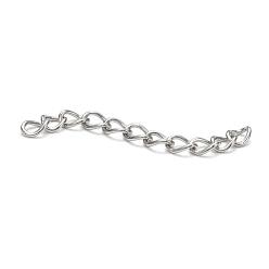 Stainless Steel Color 304 Stainless Steel Chain Extenders, Stainless Steel Color, 47~53x3mm