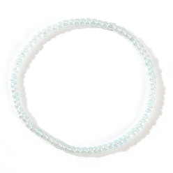 Мята молочно-белая Стеклянный бисер стрейч браслеты, Браслеты дружбы для женщин, которые можно носить в несколько рядов., круглые, мятный крем, 6.89 дюйм (17.5 см)