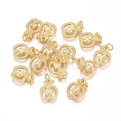 Golden Galvanisierte Legierung Charme, langlebig überzogen, Mit Messing Sprungring, Apfel, golden, 13.5x10.5x2.5 mm, Bohrung: 3.5 mm