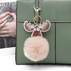 Льняное Полотно Брелок из искусственного меха оленя, рюкзак подвесной шар из помпонов украшение, белье, 15x8 см
