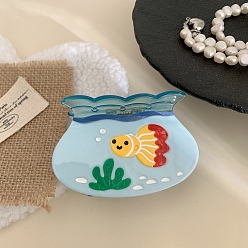 Светло-Голубой Заколки для волос из ацетата целлюлозы (смолы) для аквариума, Небесно-голубой, 79x50 мм