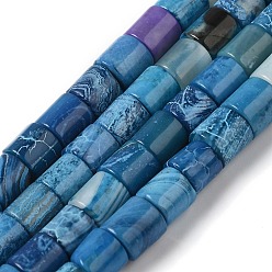 Стально-синий Природного кварца нитей бисера, окрашенные, колонка, стальной синий, 7x6 мм, отверстие : 1.2 мм, около 63 шт / нитка, 15.35'' (39 см)