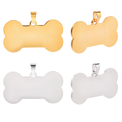 (52) Непрозрачная лаванда 10 шт. 2 цвета 304 подвески из нержавеющей стали, ручная полировка, штамповка пустой метки, собаке кость, разноцветные, 22x40x1.8 мм, отверстие : 8.5 мм, 5 шт / цвет