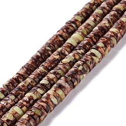 Смешанные камни Собранные подставки из синтетического бронзита и везувиана, Heishi бусы, Плоский круглый / диск, 8x3 мм, отверстие : 1.2 мм, около 148 шт / нитка, 15.94~16.142 дюйм (40.5~41 см)