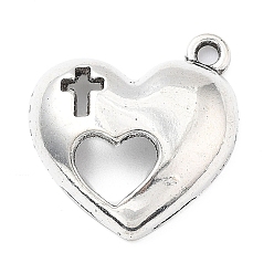 Сердце Подвески из сплава , выдолбленное сердце, крест прелести, сердце, 20x19x5 мм, отверстие : 1.8 мм