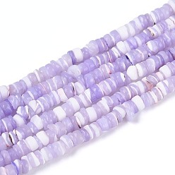 Лиловый Натуральная оболочка из трохидных оболочек, окрашенные, плоско-круглые, сирень, 2.5~3.5x0.2~3 мм, отверстие : 0.5~0.6 мм, около 270~290 шт / нитка, 14.96~15.35 дюйм (38~39 см)