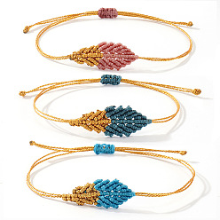 (52) Непрозрачная лаванда 3 Набор регулируемых браслетов ручной работы из вощеного шнура для женщин, лист, разноцветные, 11.02 дюйм (28 см)