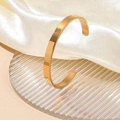 Настоящее золото 18K 304 простые браслеты-манжеты из нержавеющей стали для женщин, реальный 18 k позолоченный, внутренний диаметр: 2-3/8 дюйм (5.9 см)