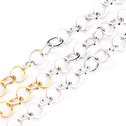 Золотой & Цвет Нержавеющей Стали Двухцветные 304 роло-цепи из нержавеющей стали, пайки, с катушкой, золотые и нержавеющая сталь цвет, 3x0.4 мм, 32.8 футов (10 м) / рулон