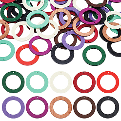 (52) Непрозрачная лаванда 60шт 10цвета подвески из дерева ручной работы, окрашенные, кольцо очарование, разноцветные, 44~45x2.5 мм, отверстие : 1.8 мм, внутренний диаметр: 30 мм, 6 шт / цвет