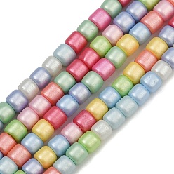 Разноцветный Выпечки нарисованных стеклянных бусин прядей, колонка, красочный, 4~5x4~5 мм, отверстие : 1.2 мм, около 95~96 шт / нитка, 15.75''~15.94'' (40~40.5 см)