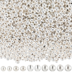 Серебро Spacer бисер железа, круглые, серебряные, 2~6 мм, отверстие : 1~2.5 мм, 3500 шт / комплект