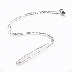 Stainless Steel Color 304 Stainless Steel Cable Chain Necklaces, with Lobster Claw Clasps, Stainless Steel Color, 17.71 inch(45cm)