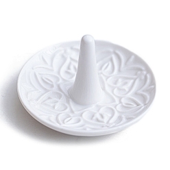 Белый Керамическая безделушка, круглая тарелка для украшений, лоток для хранения колец, , серьга, белые, 100x60 мм