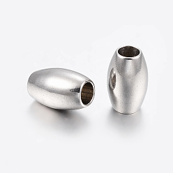 Нержавеющая Сталь Цвет Устойчивы к потускнению 201 бусины из нержавеющей стали, овальные, цвет нержавеющей стали, 5x8 мм, отверстие : 2.5 мм