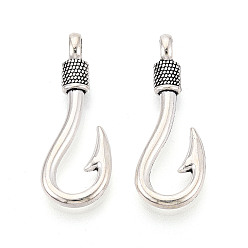 Античное Серебро Сплавочные подвески тибетского стиля, подвески-крючки, античное серебро, 35.5x13.5x7 мм, отверстие : 4.5 мм, Около 344 шт / 1000 г