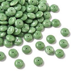 Темный Морско-зеленый Акриловые шарики Gemstone имитация, рондель, два тона, темно-зеленый, 13~15.5x6~7.5 мм, отверстие : 1.8 мм, Около 657 шт / 500 г