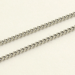 Нержавеющая Сталь Цвет Устойчивые к потускнению 304 цепи из нержавеющей стали, с катушкой, несварные, граненые, цвет нержавеющей стали, 2.7x2x0.5 мм, около 32.8 футов (10 м) / рулон