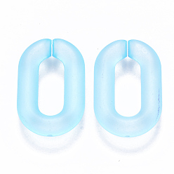 Light Sky Blue Transparent Acrylic Linking Rings, Quick Link Connectors, for Cable Chains Making, Frosted, Oval, Light Sky Blue, 31x19.5x5.5mm, Inner Diameter: 19.5x7.5mm