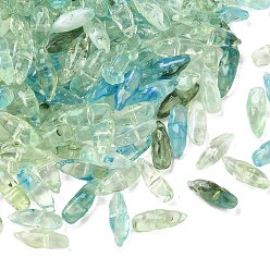 Aquamarine Two Tone Imitation Gemstone Style Acrylic Beads, Teardrop, Aquamarine, 18~18.5x6.5~7x7mm, Hole: 1.4mm, about 1140pcs/500g