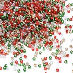(52) Непрозрачная лаванда 4 рождественские цвета 11/0 стеклянные бусины, цилиндр, 2x2 мм, отверстие : 1 мм, около 58000 шт / упаковка