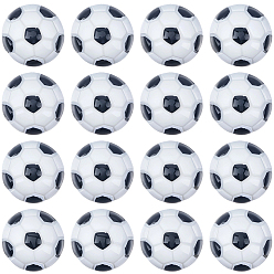 Белый 50 шт. Кабошоны из непрозрачной смолы, полукруглый футбол, чёрные, белые, 15.5x6 мм