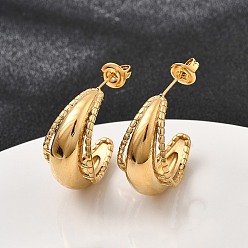 Настоящее золото 18K 304 серьги-гвоздики в форме луны из нержавеющей стали, ионное покрытие (ip), реальный 18 k позолоченный, 24x14 мм