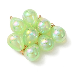 Зеленый газон 8 акриловые подвески с УФ-покрытием, с легкими золотыми тонами латуни, очарование слезы, зеленый газон, 19.5x12 мм, отверстие : 1.6 мм