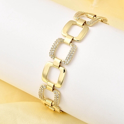 Настоящее золото 18K Латунные браслеты-цепочки с микропаве из прозрачных кубических цирконий для женщин, квадратный, долговечный, стойки покрытие, без свинца и без кадмия, реальный 18 k позолоченный, 8-1/8 дюйм (20.7 см)