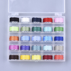 Mixed Color 402 Polyester Sewing Thread, Plastic Bobbins and Clear Box, Mixed Color, 0.1mm, 50m/roll, 25rolls/box