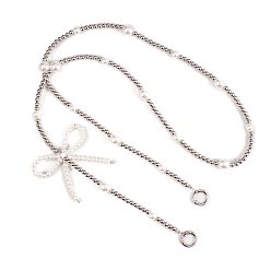 Белый Бант из АБС-пластика жемчужные сумки удлинители цепи, для замены ремней для мешков, серебро , белые, 1200 мм