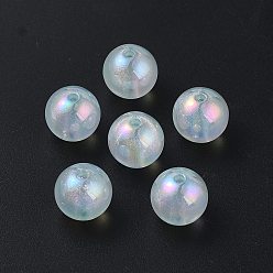 Светло-Голубой Акриловые круглые бусины, Небесно-голубой, 16 мм, отверстие : 2.5 мм