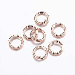 Rose Gold 304 Stainless Steel Open Jump Rings, Rose Gold, 21 Gauge, 4.5x0.7mm, Inner Diameter: 3.1mm