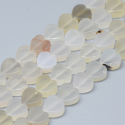 Натуральный Агат Естественные белые нити агата шарик, сердце, 10x10x5 мм, отверстие : 1.5 мм, около 40 шт / нитка, 14.5 дюйм