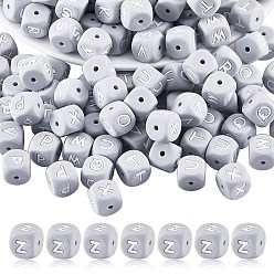 Letter Z 20 силиконовые бусины серого цвета в виде кубических букв 12x12x12 мм квадратные бусины с алфавитом в виде кубиков с 2 мм отверстием прокладки свободные бусины с буквами для браслета, ожерелья, ювелирных изделий, letter.z, 12 мм, отверстие : 2 мм