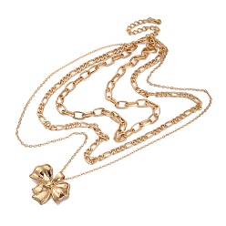 Золотой Сплав 3 многослойные ожерелья с подвесками в виде банта для женщин, золотые, 17.32 дюйм (44 см)