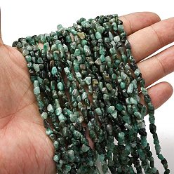 Изумруд Натуральные изумрудные бисерные пряди, самородки, 5~9x4~6x3~4.5 мм, отверстие : 0.7 мм, около 75~89 шт / нитка, 15.35'' (39 см) ~ 15.94'' (40.5 см)