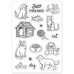 Dog PVC Plastic Stamps, for DIY Scrapbooking, Photo Album Decorative, Cards Making, Stamp Sheets, Dog Pattern, 16x11x0.3cm