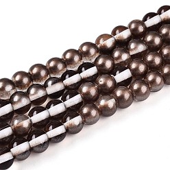 Седло Коричневый Запекание окрашенные прозрачные стеклянные бусины нити, круглые, два тона, седло коричневый, 6~6.5 мм, отверстие : 1 мм, около 142~147 шт / нитка, 30.31~31.50 дюйм (77~80 см)