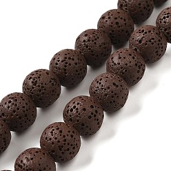 Кокосово-Коричневый Бусы из натурального камня лавы, окрашенные, круглые, кокосового коричневый, 8 мм, Отверстие: около 2 мм, около 52 шт / нитка, 15.5 дюйм