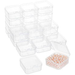 Прозрачный 70 шт. пластиковые коробки с откидной крышкой, контейнеры для хранения бисера, квадратный, прозрачные, 4.5x4.5x2 см, Внутренний диаметр: 4.1x4.1 cm