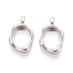 Платина Неправильная форма 925 заготовка из стерлингового серебра в оправе в виде чашечки для подвески-кабошона, овальные подносы с открытой задней стенкой для кабошонов, с печатью 925, платина, 19x11.5x3.5 мм, отверстие : 3x1.5 мм, Размер лотка: 9x11 мм