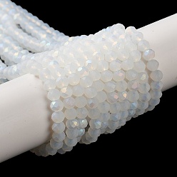 Белый Дым Стеклянные бусины, имитация нефрита , с половинным покрытием ab цвета, граненые, матовые, рондель, серый, 3.5~3.8x3 мм, отверстие : 1 мм, около 105~110 шт / нитка, 29~31 см