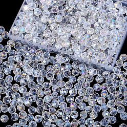 Clear AB 500Pcs Electroplate Glass Beads, AB Color Plated, Faceted, Rondelle, Clear AB, 8x6mm, Hole: 1mm