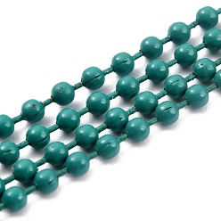 чирок Латунные шариковые цепи ручной работы, пайки, с катушкой, зелено-синие, 3 мм, 32.8 футов (10 м) / рулон