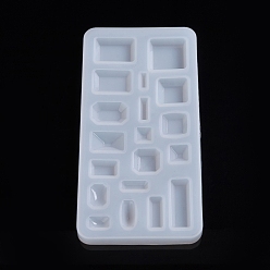 White Food Grade DIY Silicone Pendant Molds, Resin Casting Molds, for UV Resin, Epoxy Resin Jewelry Making, Rectangle, White, 188x95x12mm