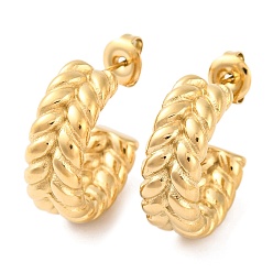 Настоящее золото 14K Ионное покрытие (ip) 304 серьги-гвоздики из нержавеющей стали, С-образный поворот, реальный 14 k позолоченный, 21x8 мм
