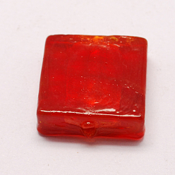 Красный Бусины ручной работы бусины серебряной фольгой, квадратный, красные, 20x20x6 мм