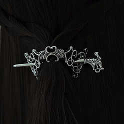 Античное Серебро Вилок волос сплава, аксессуары для волос викингов для женщин, античное серебро, 75 мм