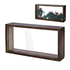 Кокосово-Коричневый Прямоугольные двухсторонние прозрачные акриловые витрины с деревянными витринами, пылезащитные ящики для хранения кукол для моделей, игрушки, фигурки, кокосового коричневый, 13x5.3x26 см